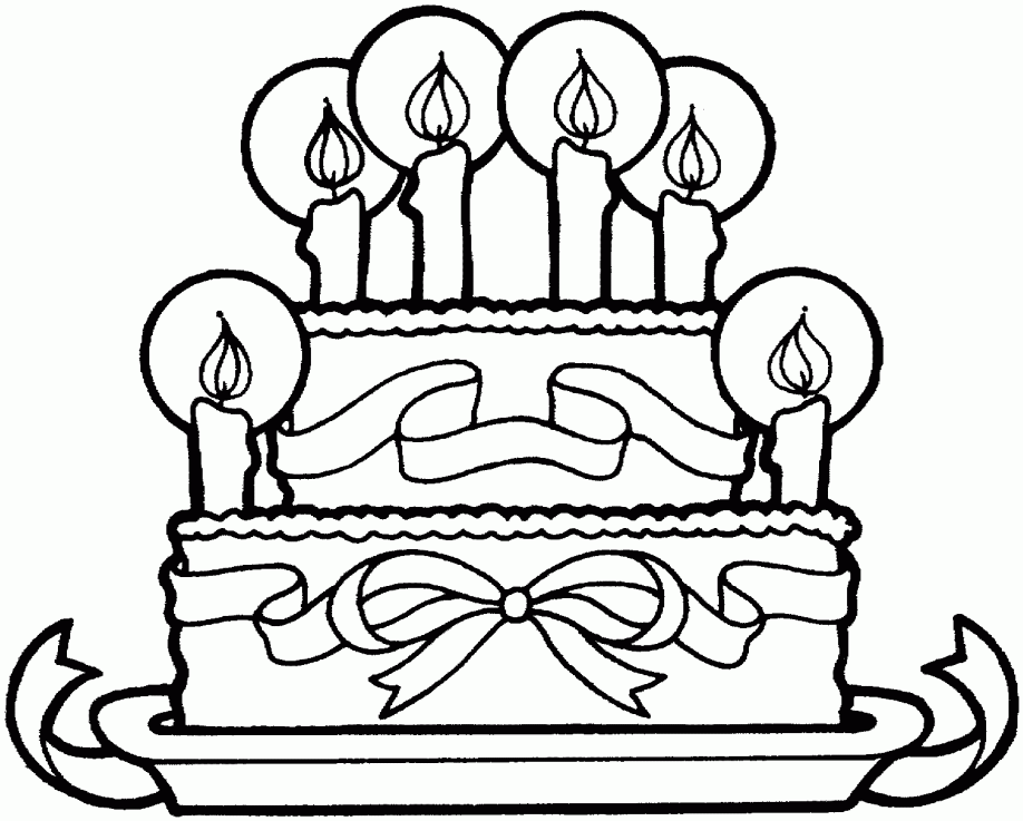birthday cake coloring pages with six candles Coloring4free