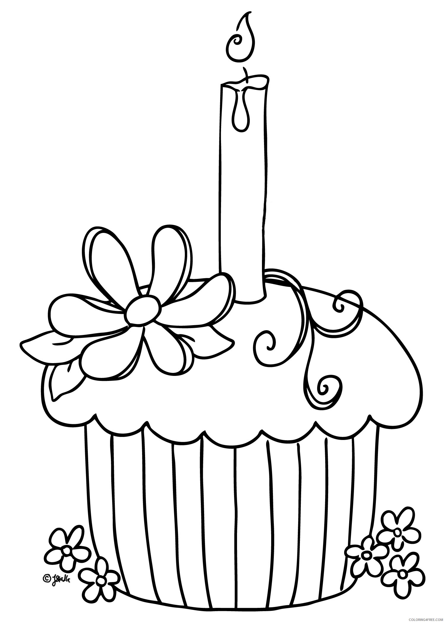 birthday cupcake coloring pages for girls Coloring4free