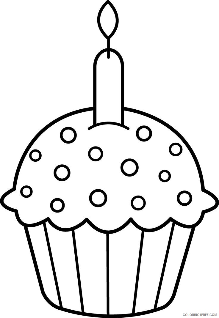 birthday cupcake coloring pages with candle Coloring4free