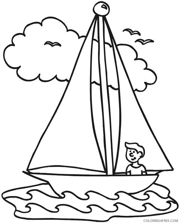 boat coloring pages sailboat with people Coloring4free