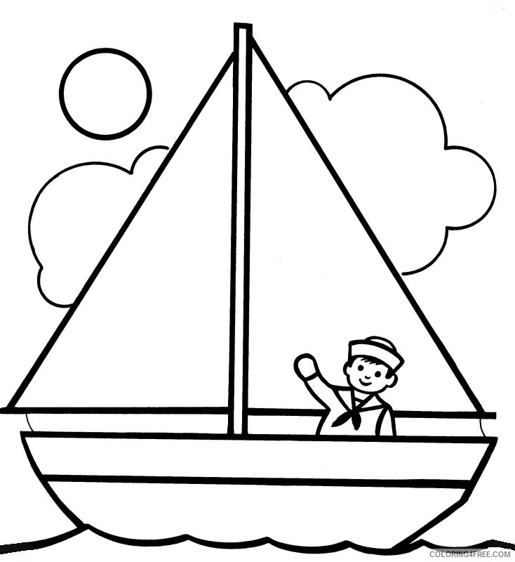 boat coloring pages with a sailor Coloring4free