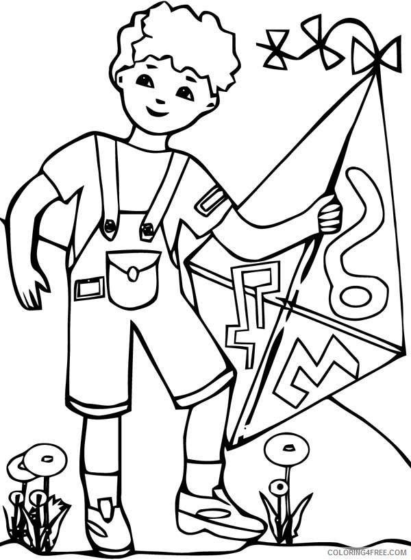 boy playing kite coloring pages Coloring4free