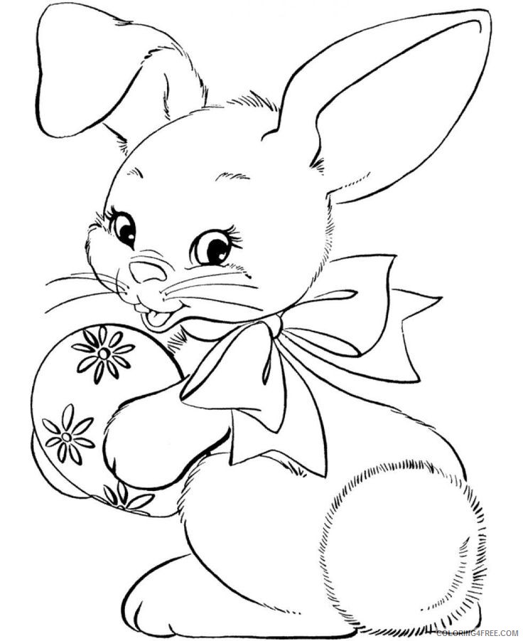 bunny coloring pages holding easter egg Coloring4free