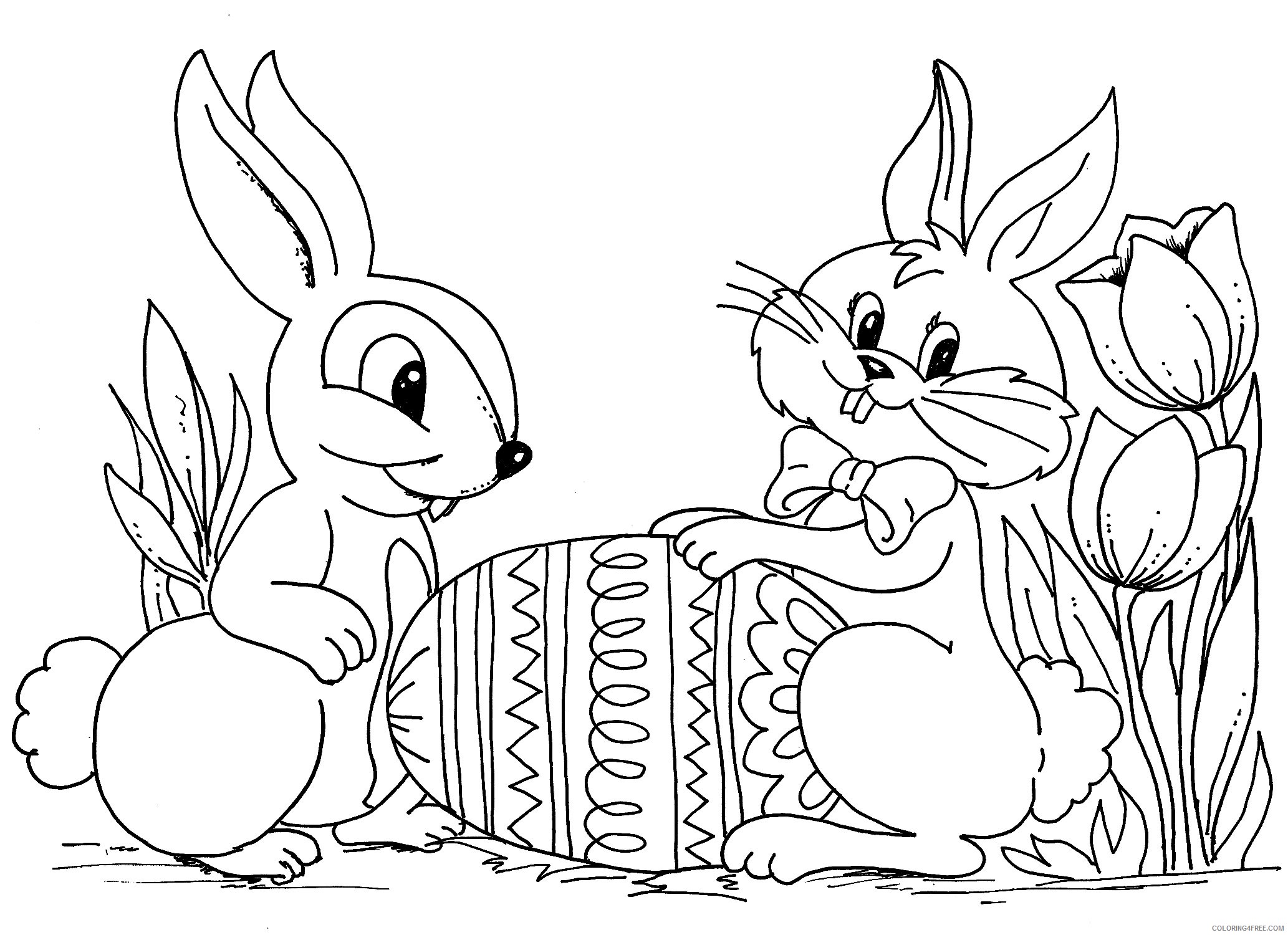 bunny easter coloring pages for kids Coloring4free