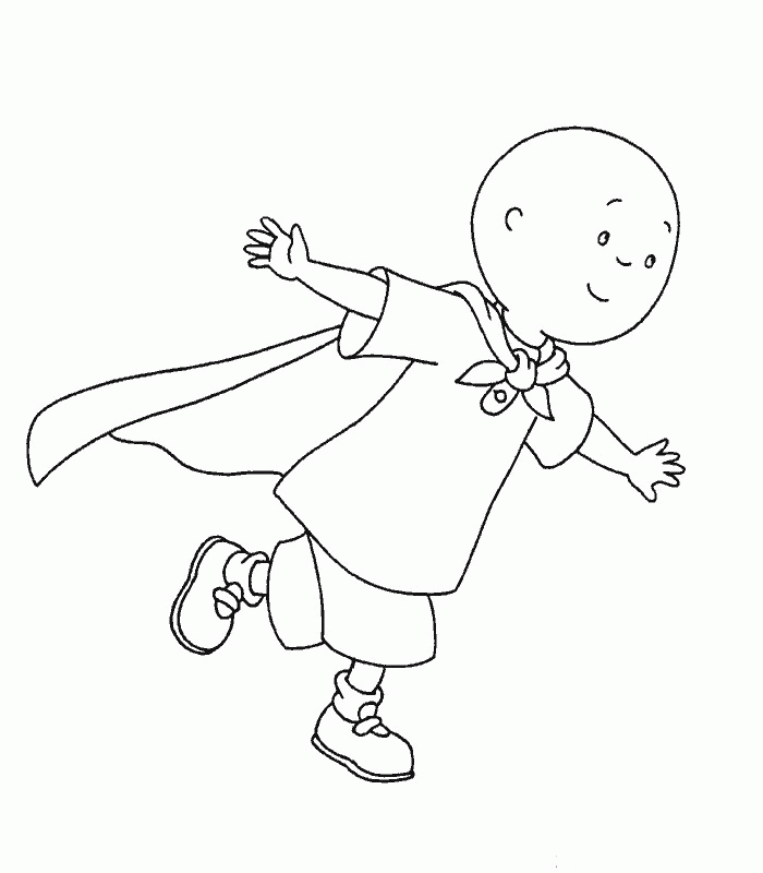caillou coloring pages playing superhero Coloring4free