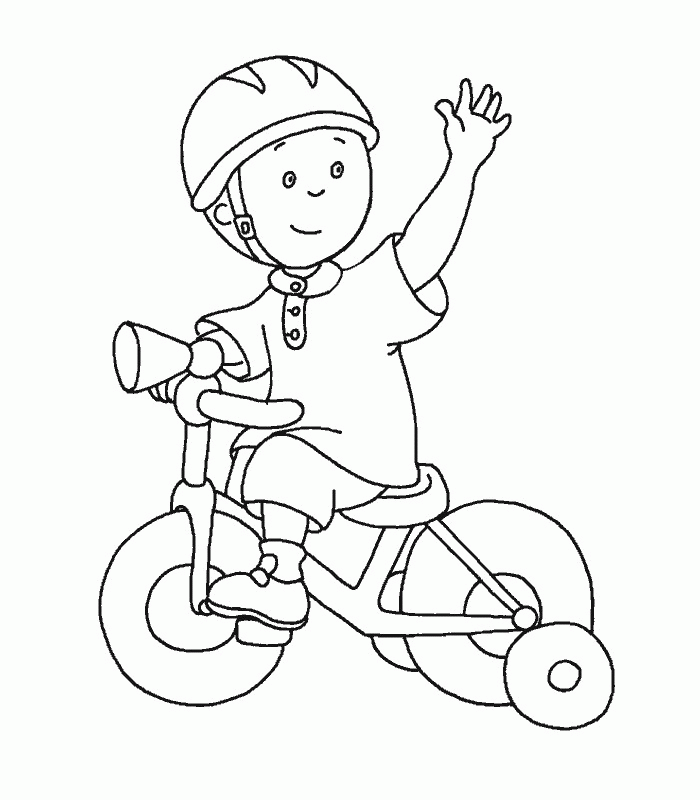 caillou coloring pages riding bicycle Coloring4free