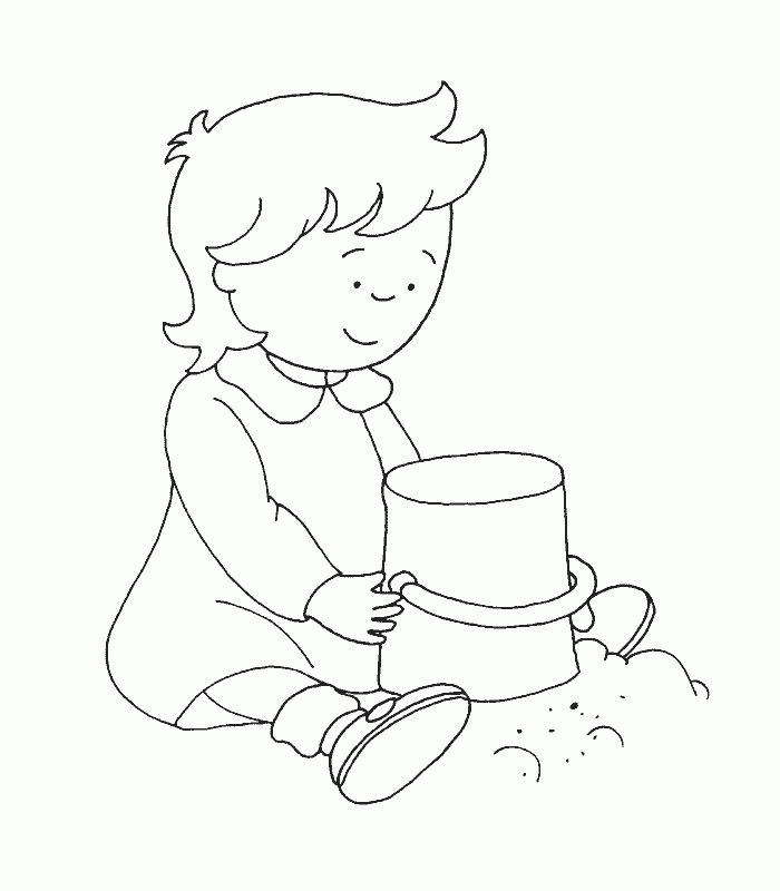 caillou coloring pages rosie making sandcastle Coloring4free