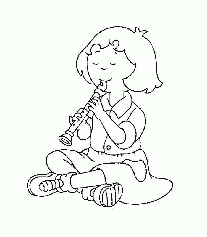 caillou coloring pages sarah playing a flute Coloring4free