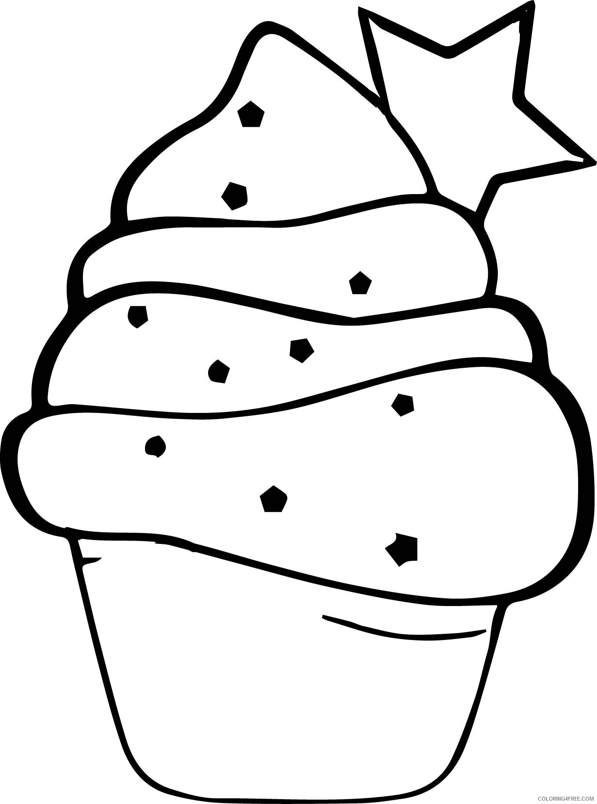 cake coloring pages cute cupcake Coloring4free