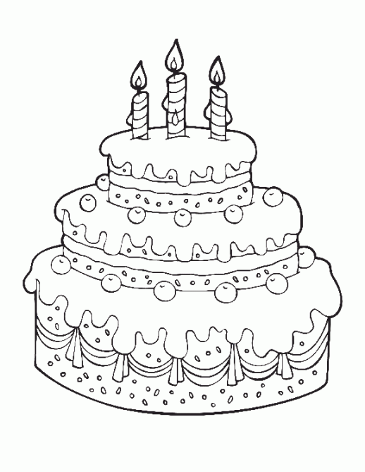 cake coloring pages for birthday Coloring4free