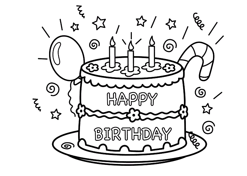cake coloring pages for kids birthday Coloring4free