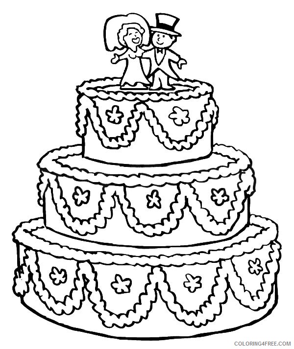 cake coloring pages for wedding Coloring4free