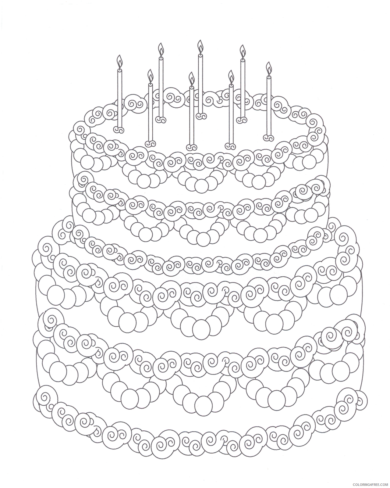 cake coloring pages free to print Coloring4free