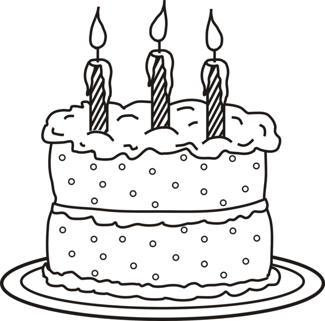 cake coloring pages with three candles Coloring4free