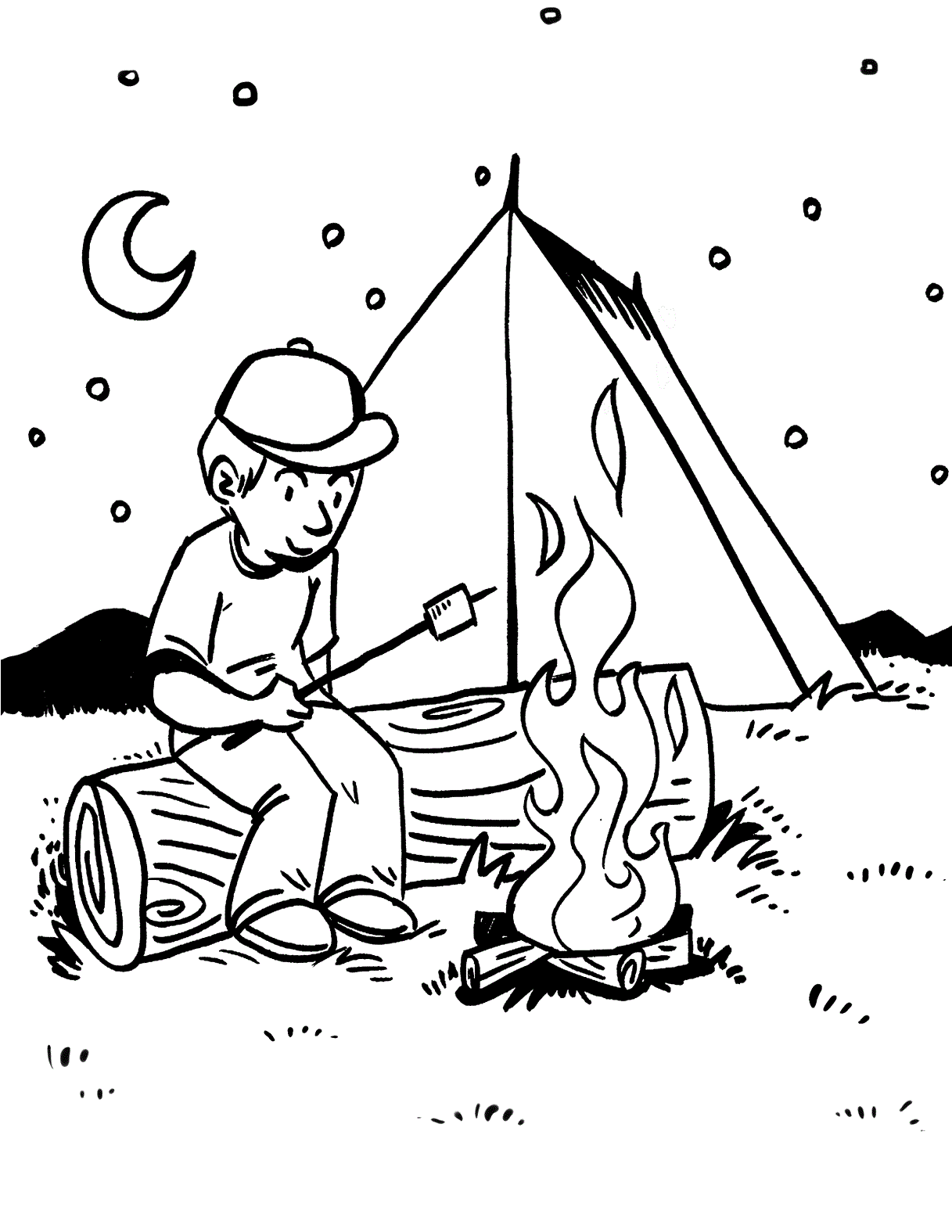 camping coloring pages at night Coloring4free