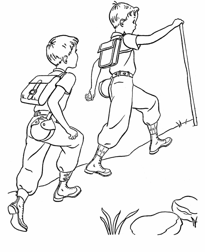 camping coloring pages hiking Coloring4free