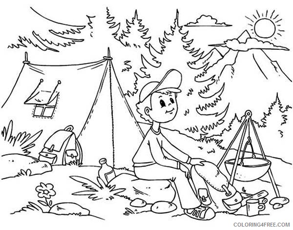 camping coloring pages in mountain Coloring4free