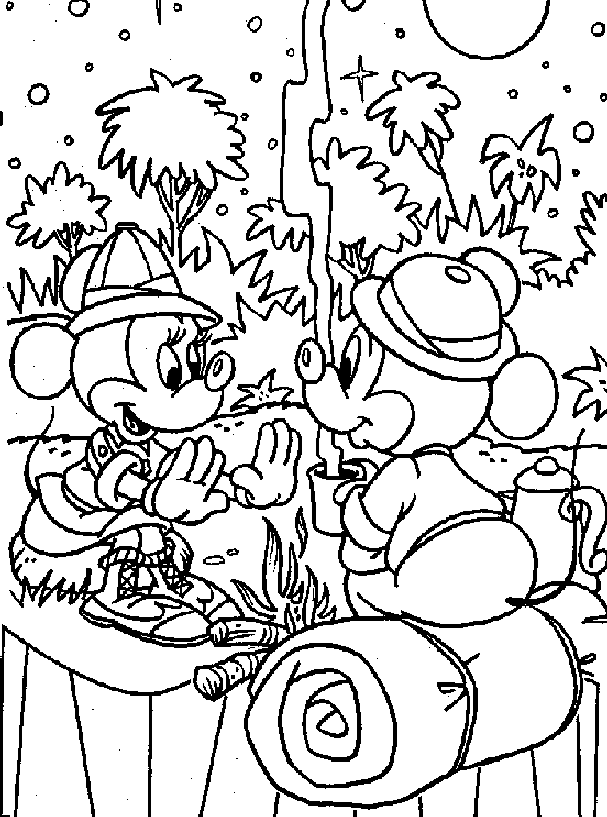 camping coloring pages mickey mouse Coloring4free