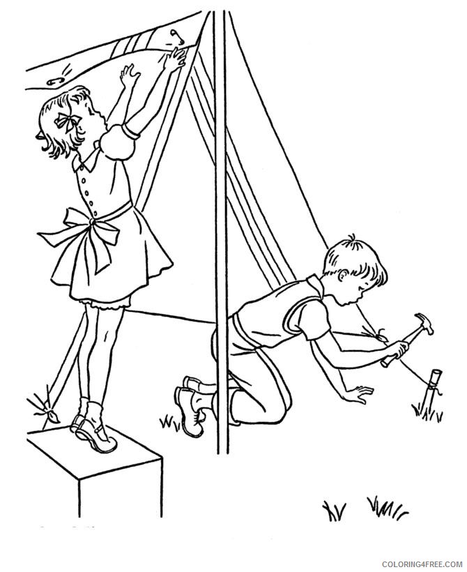 camping coloring pages setting up a tent Coloring4free