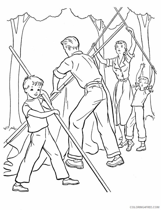 camping coloring pages setting up the tent Coloring4free
