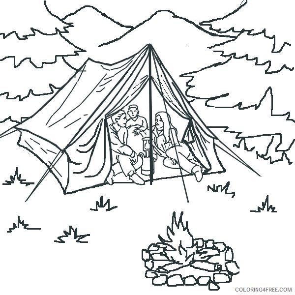 camping coloring pages sleeping in the tent Coloring4free