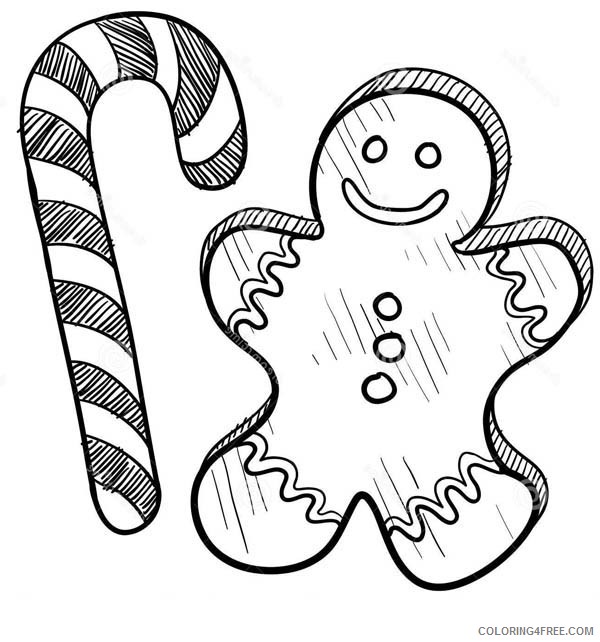candy cane coloring pages and gingerbread man Coloring4free