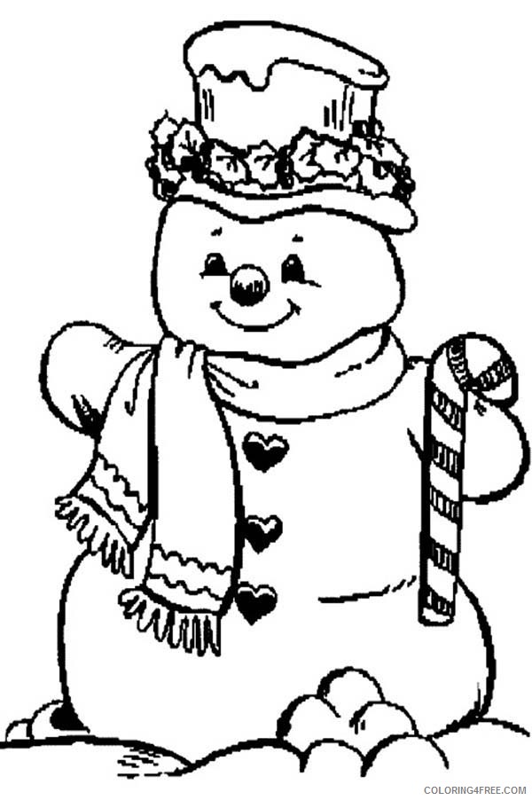candy cane coloring pages and snowman Coloring4free