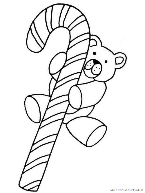 candy cane coloring pages and teddy bear Coloring4free