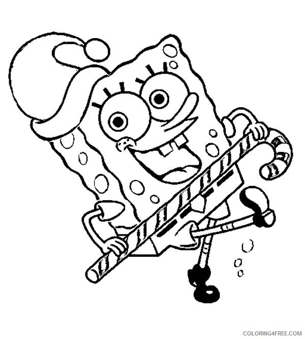 candy cane coloring pages spongebob Coloring4free