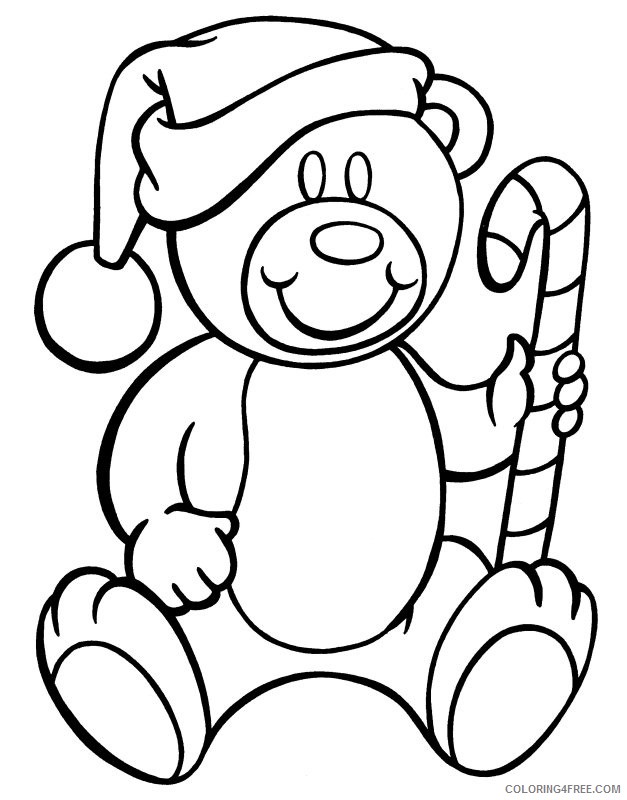 candy cane coloring pages with teddy bear christmas Coloring4free