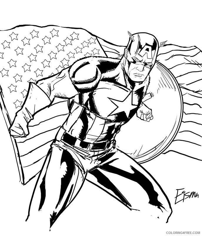 captain america coloring pages american flag Coloring4free