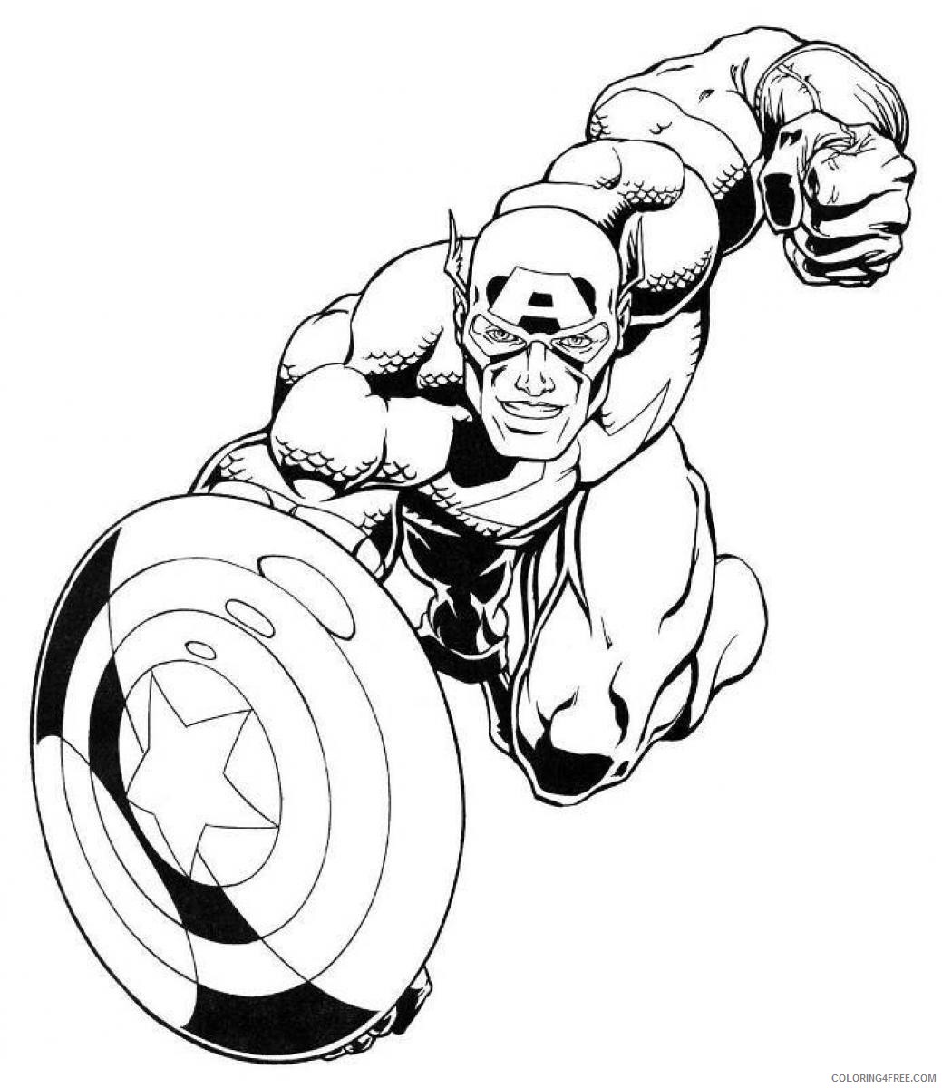 captain america coloring pages attacking enemy Coloring4free