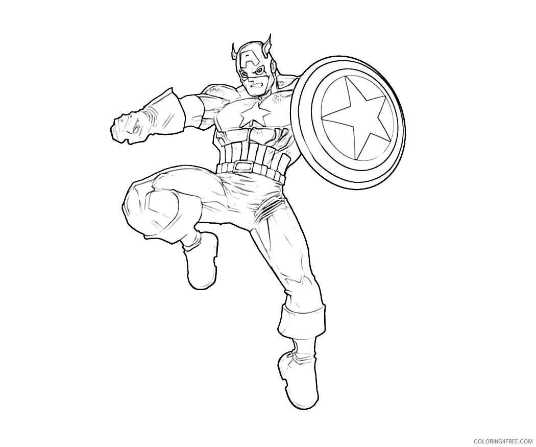 captain america coloring pages kicking Coloring4free