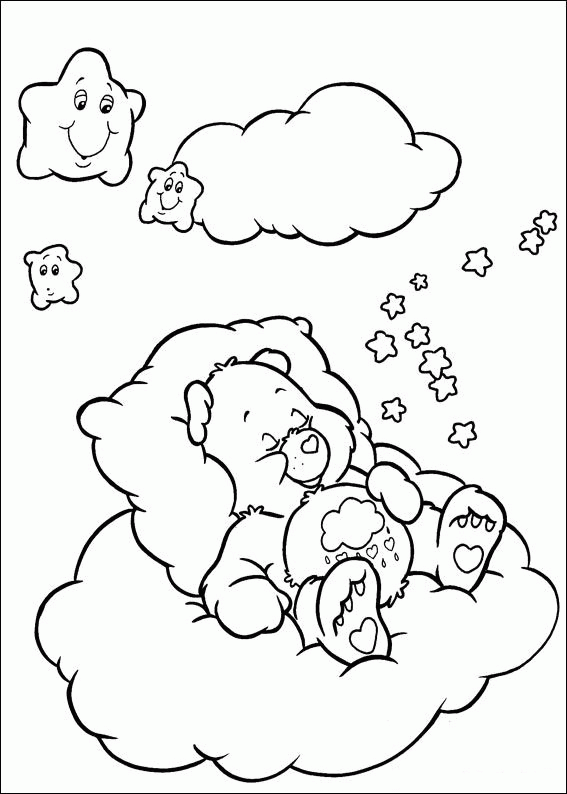 care bears coloring pages sleeping on clouds Coloring4free