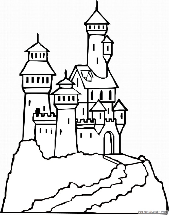 castle coloring pages at the top of mountain Coloring4free