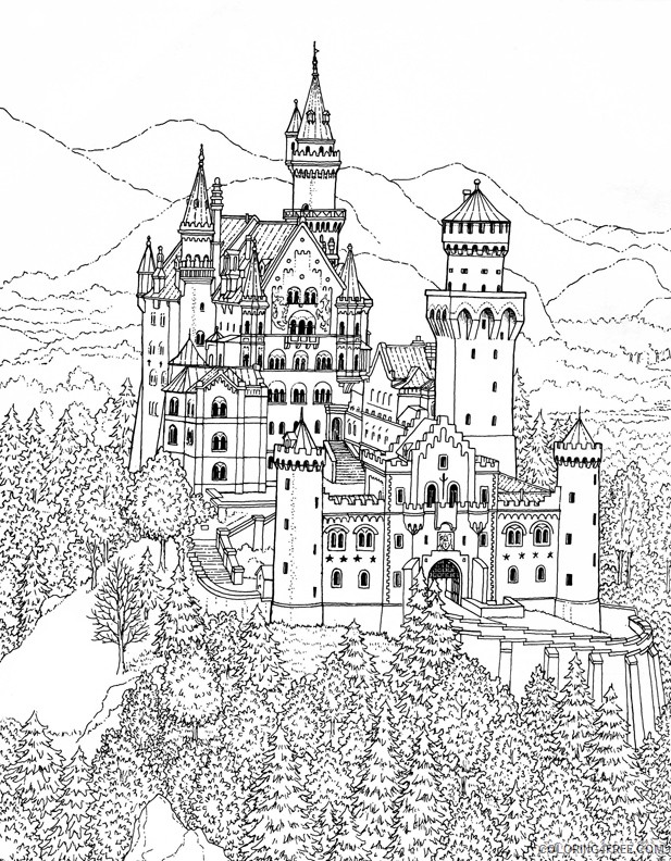 castle coloring pages in the forest for adults Coloring4free