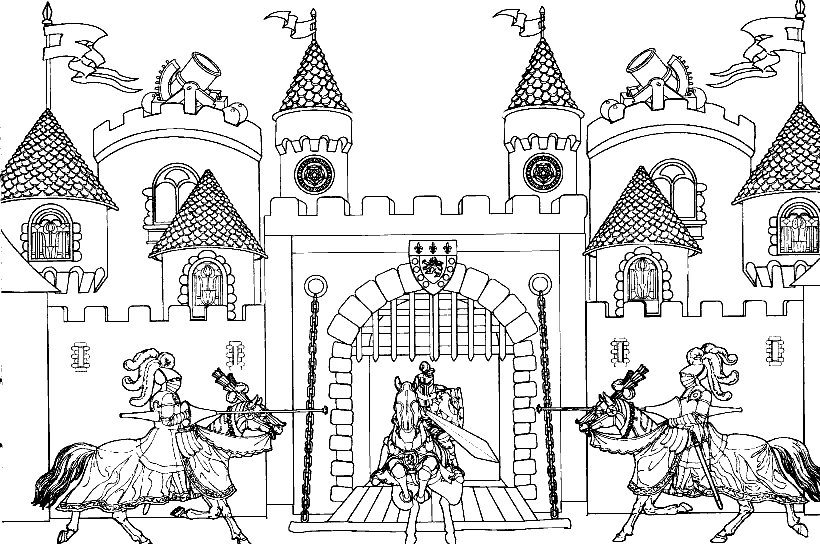 castle coloring pages with knights for adults Coloring4free