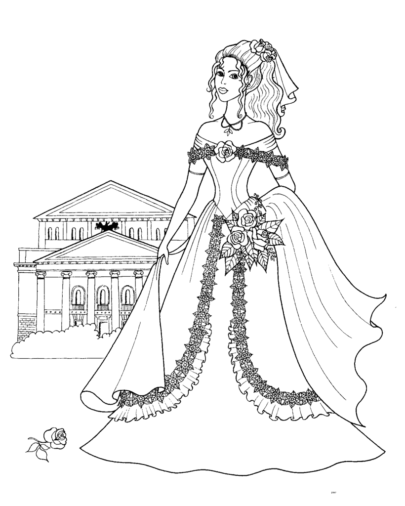 castle coloring pages with princess Coloring4free
