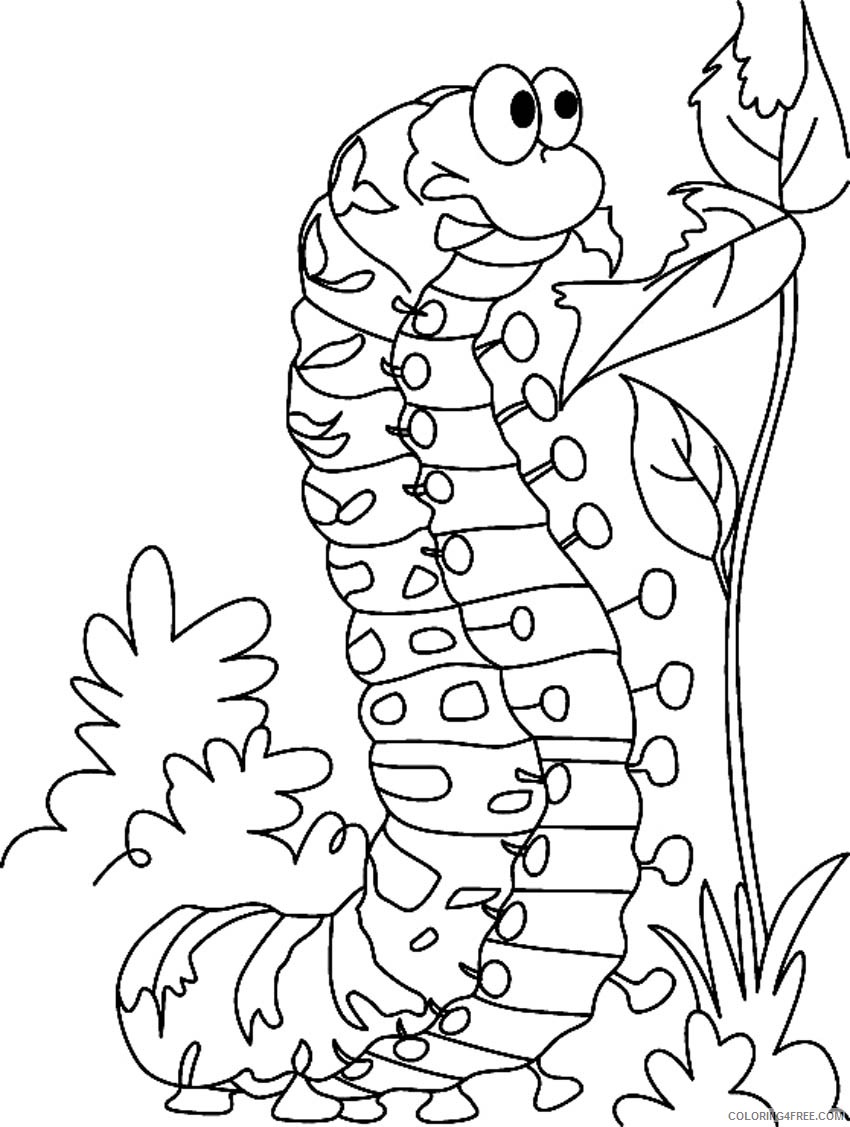 caterpillar coloring pages eating leaf Coloring4free