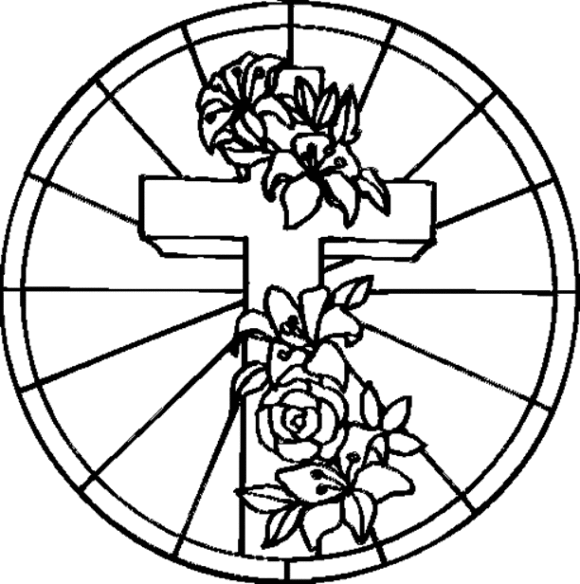 christian coloring pages cross and roses Coloring4free