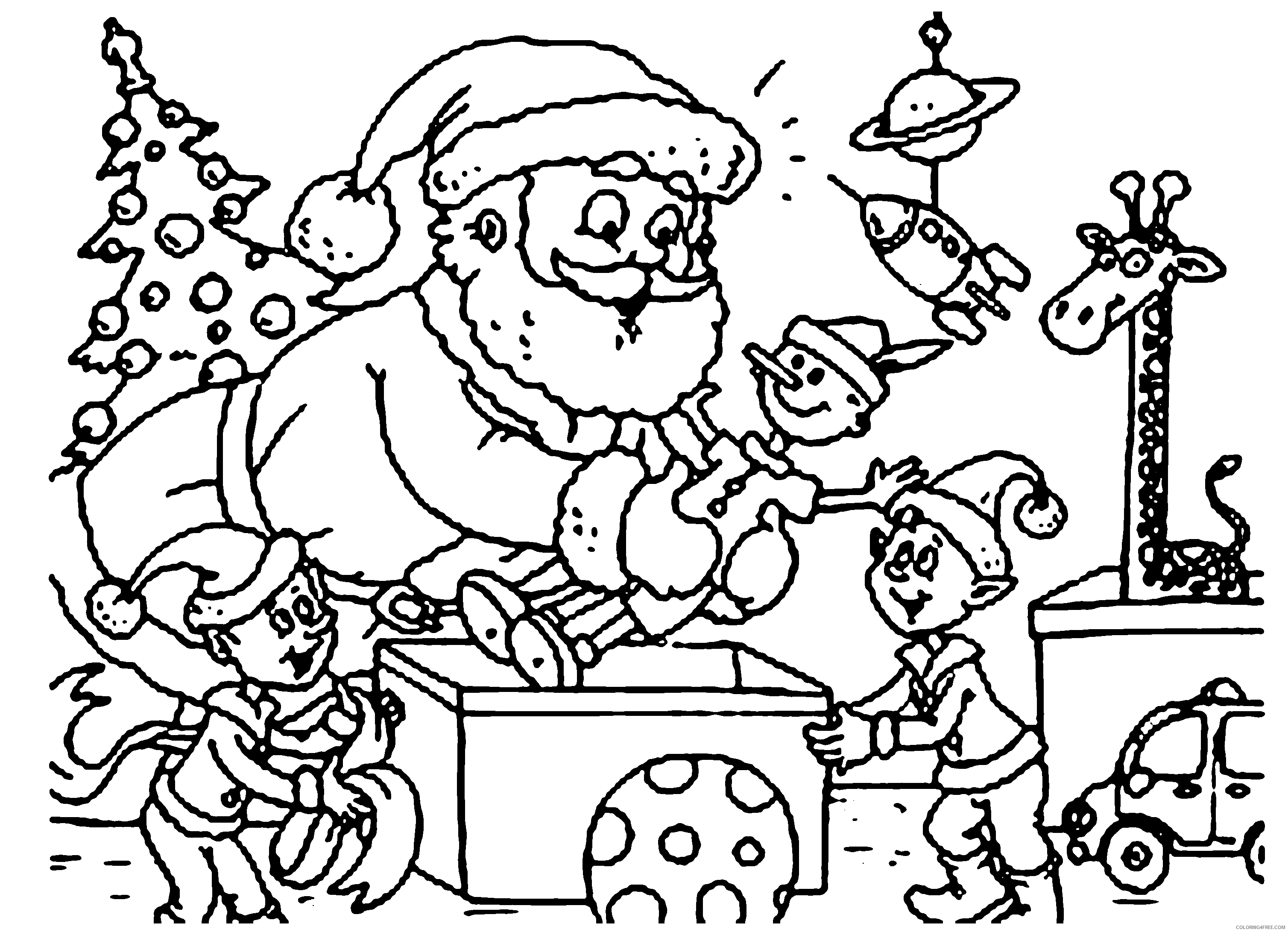 christmas coloring pages santa and elves Coloring4free