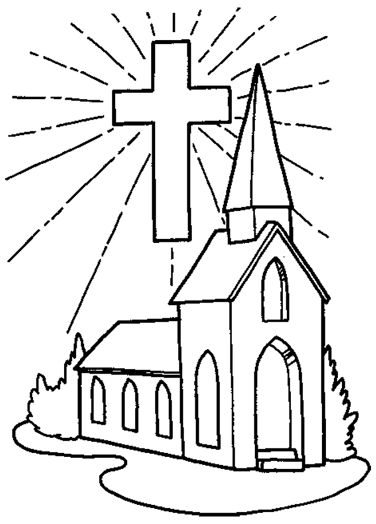 church coloring pages with cross Coloring4free