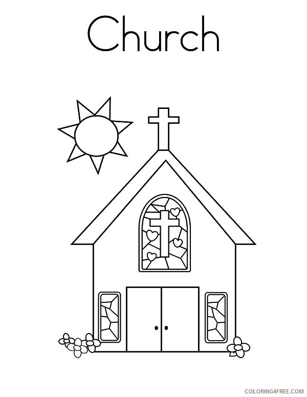 church coloring pages with sun Coloring4free