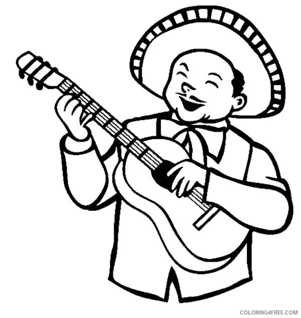 cinco de mayo coloring pages playing guitar Coloring4free