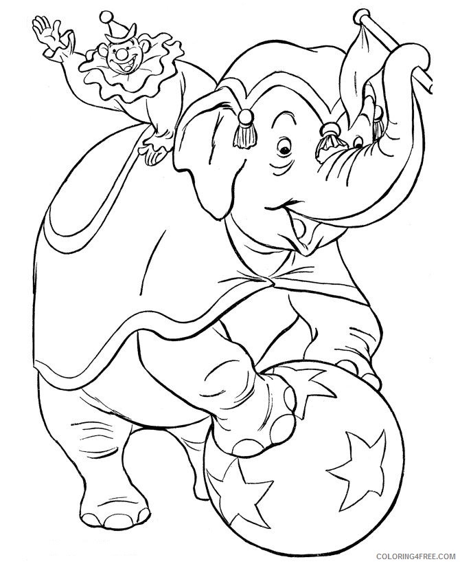 circus coloring pages elephant and clown Coloring4free