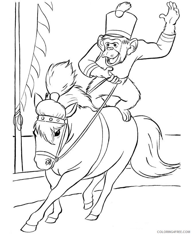 circus coloring pages horse and monkey Coloring4free