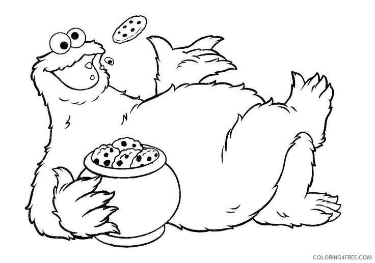 cookie monster coloring pages eating cookie Coloring4free