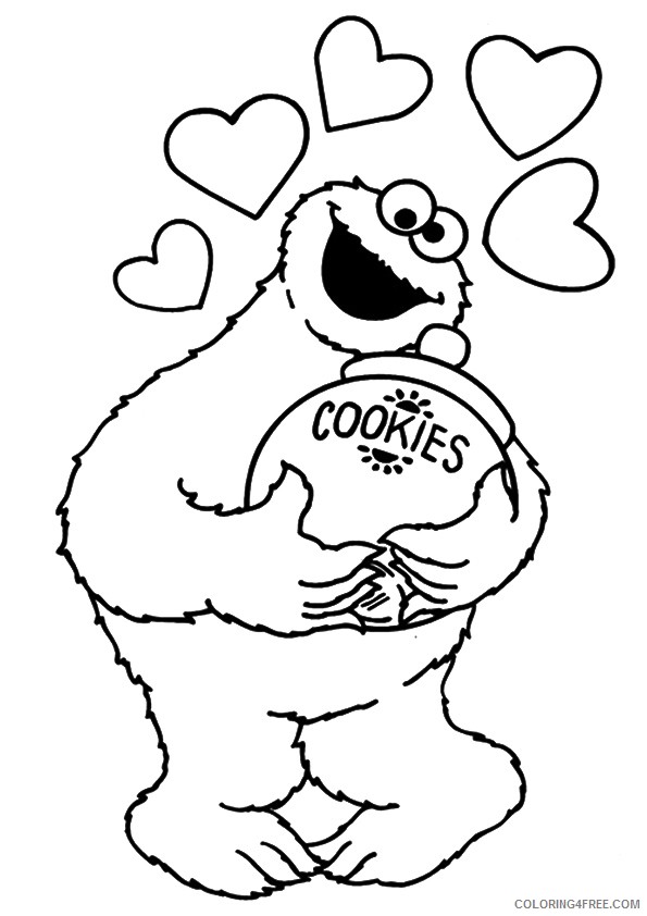 cookie monster coloring pages love cookies Coloring4free
