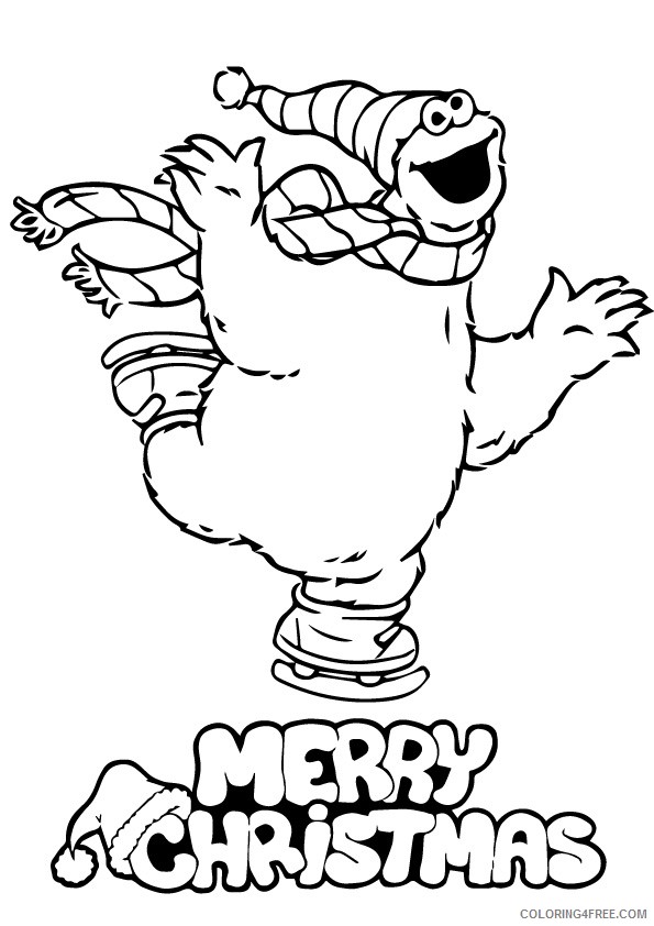 cookie monster coloring pages merry christmas Coloring4free