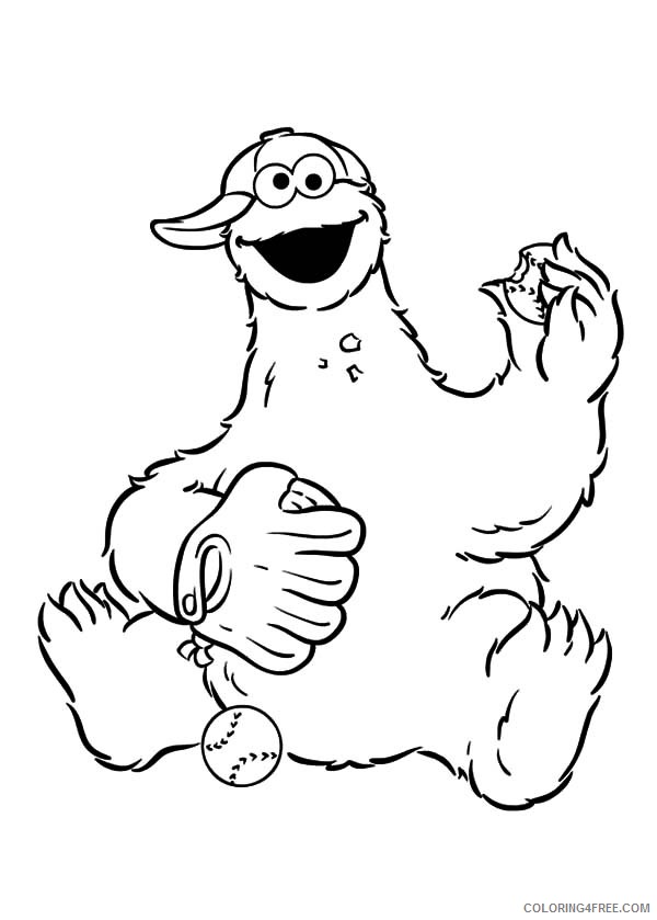 cookie monster coloring pages playing baseball Coloring4free